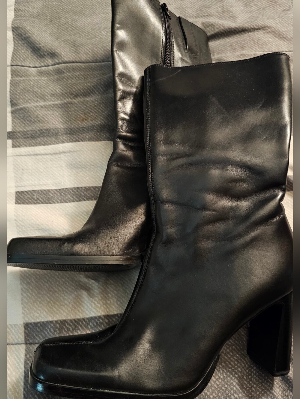 Nine West Black Square Toe Boots. Size 6.5